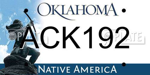 ACK192 Oklahoma License Plate