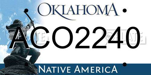 ACO2240 Oklahoma License Plate