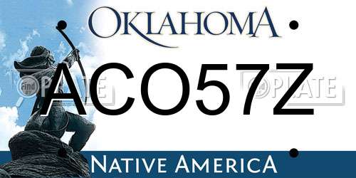 ACO57Z Oklahoma License Plate