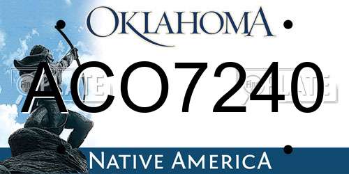 ACO7240 Oklahoma License Plate