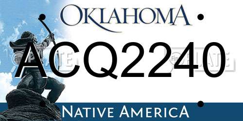 ACQ2240 Oklahoma License Plate