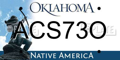 ACS73O Oklahoma License Plate