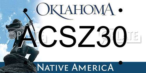 ACSZ30 Oklahoma License Plate
