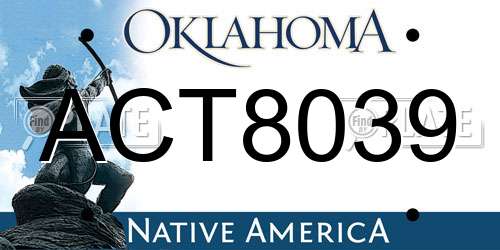 ACT8039 Oklahoma License Plate