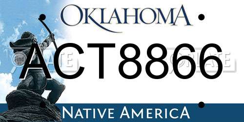 ACT8866 Oklahoma License Plate