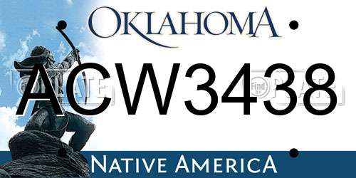 ACW3438 Oklahoma License Plate