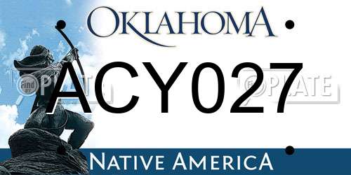 ACY027 Oklahoma License Plate