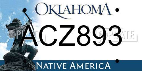 ACZ893 Oklahoma License Plate