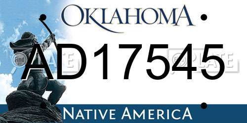 AD17545 Oklahoma License Plate