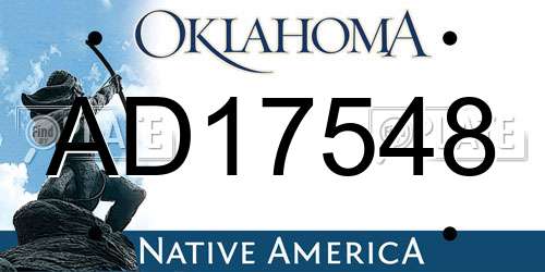 AD17548 Oklahoma License Plate