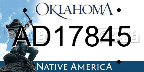 AD17845 Oklahoma License Plate