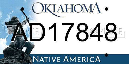 AD17848 Oklahoma License Plate