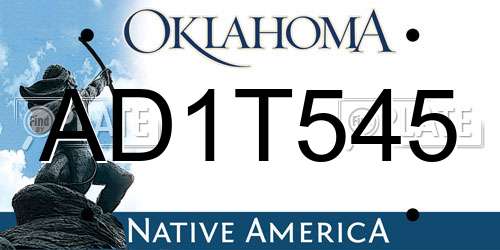 AD1T545 Oklahoma License Plate