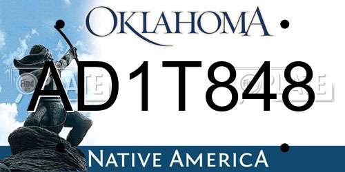 AD1T848 Oklahoma License Plate