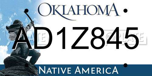 AD1Z845 Oklahoma License Plate