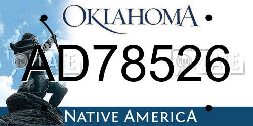 AD78526 Oklahoma License Plate