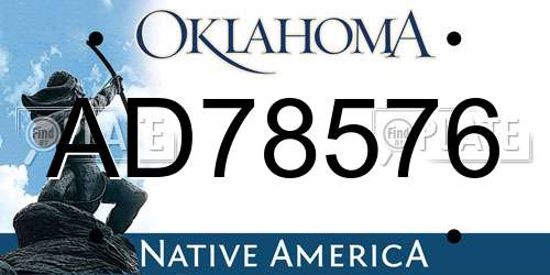 AD78576 Oklahoma License Plate