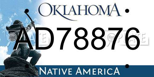 AD78876 Oklahoma License Plate