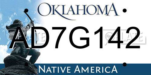 AD7G142 Oklahoma License Plate