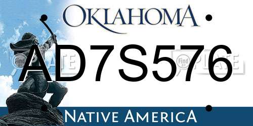 AD7S576 Oklahoma License Plate