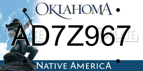 AD7Z967 Oklahoma License Plate