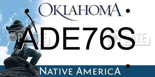 ADE76S Oklahoma License Plate