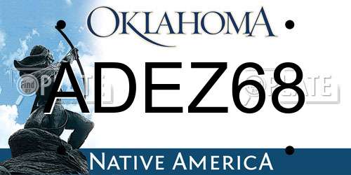ADEZ68 Oklahoma License Plate