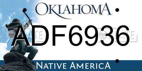 ADF6936 Oklahoma License Plate