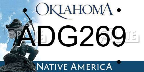 ADG269 Oklahoma License Plate