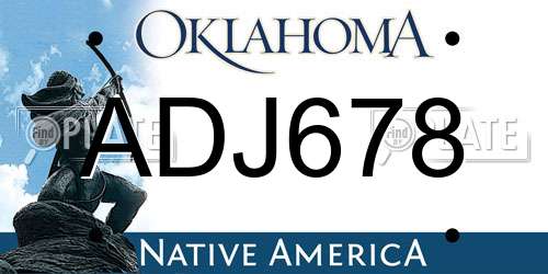 ADJ678 Oklahoma License Plate