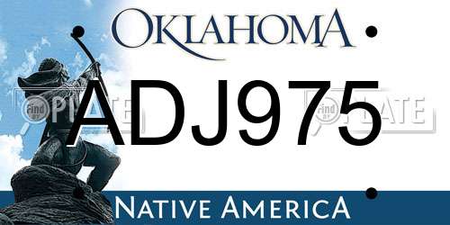 ADJ975 Oklahoma License Plate