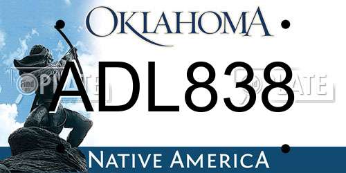 ADL838 Oklahoma License Plate