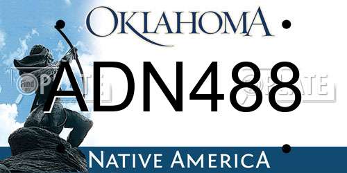 ADN488 Oklahoma License Plate