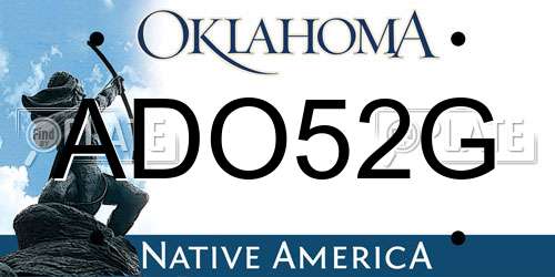 ADO52G Oklahoma License Plate