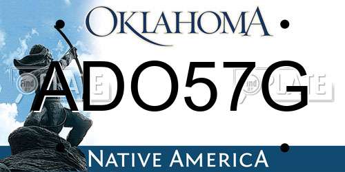 ADO57G Oklahoma License Plate