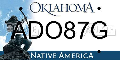 ADO87G Oklahoma License Plate