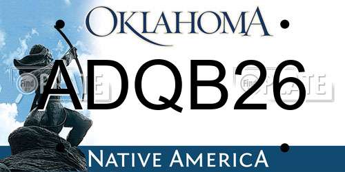 ADQB26 Oklahoma License Plate