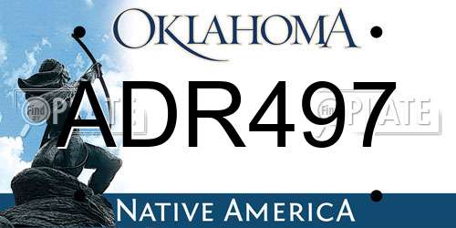 ADR497 Oklahoma License Plate