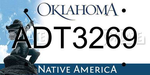 ADT3269 Oklahoma License Plate