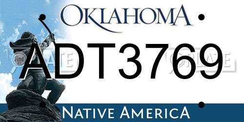 ADT3769 Oklahoma License Plate