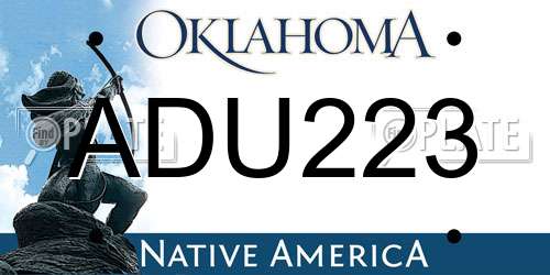 ADU223 Oklahoma License Plate