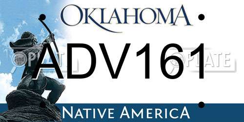 ADV161 Oklahoma License Plate