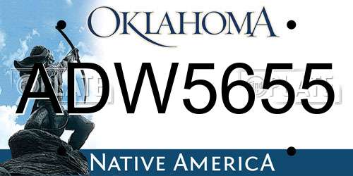 ADW5655 Oklahoma License Plate