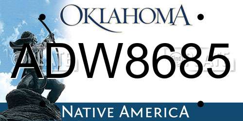 ADW8685 Oklahoma License Plate