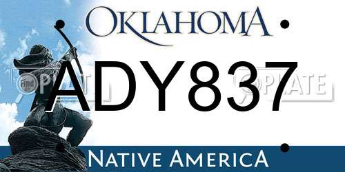 ADY837 Oklahoma License Plate