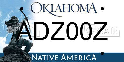 ADZ00Z Oklahoma License Plate