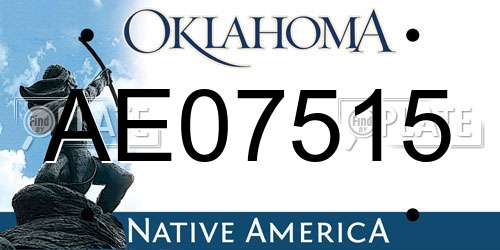 AE07515 Oklahoma License Plate