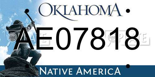 AE07818 Oklahoma License Plate