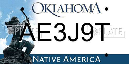 AE3J9T Oklahoma License Plate