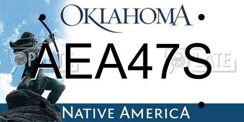 AEA47S Oklahoma License Plate